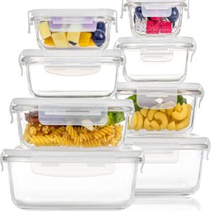 Clear Glass Food Storage Containers with Mint Green Airtight Lids, 8 Pack - Image 10