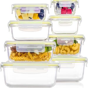 Clear Glass Food Storage Containers with Mint Green Airtight Lids, 8 Pack - Image 11