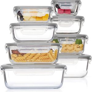 Clear Glass Food Storage Containers with Mint Green Airtight Lids, 8 Pack - Image 12