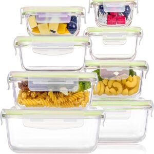 Clear Glass Food Storage Containers with Mint Green Airtight Lids, 8 Pack - Image 13