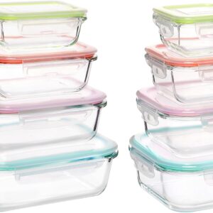 Clear Glass Food Storage Containers with Mint Green Airtight Lids, 8 Pack - Image 14