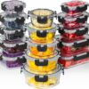 Clear Glass Food Storage Containers with Black Lids