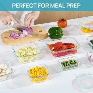 Clear Glass Food Storage Containers with Mint Green Airtight Lids, 8 Pack - Image 2