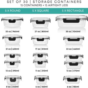 Clear Glass Food Storage Containers with Black Lids - Image 2