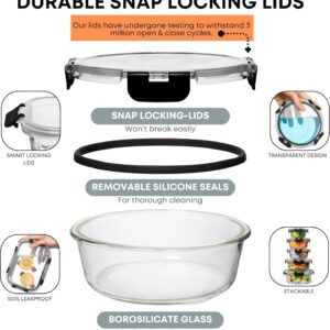 Clear Glass Food Storage Containers with Black Lids - Image 3