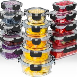 Clear Glass Food Storage Containers with Black Lids