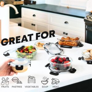 Clear Glass Food Storage Containers with Black Lids - Image 4