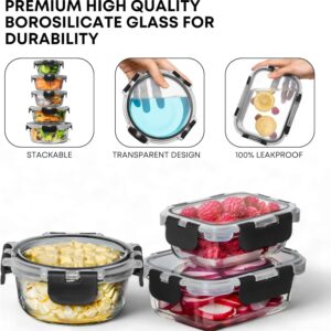 Clear Glass Food Storage Containers with Black Lids - Image 7