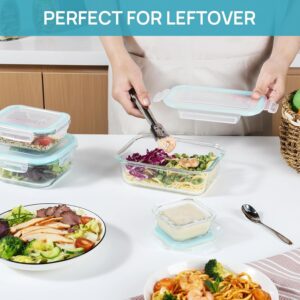 Clear Glass Food Storage Containers with Mint Green Airtight Lids, 8 Pack - Image 6