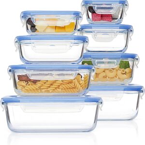 Clear Glass Food Storage Containers with Mint Green Airtight Lids, 8 Pack - Image 8