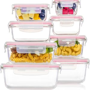 Clear Glass Food Storage Containers with Mint Green Airtight Lids, 8 Pack - Image 9