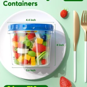 Clear Plastic Food Storage Containers with Blue Twist Lids - Image 2