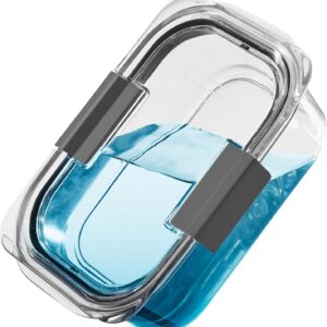 Clear Rectangular Food Storage Containers With Dark Gray Lids, Set of Five - Image 4