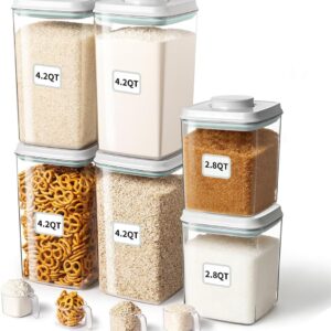 Clear Rectangular Airtight Food Storage Containers with White Lids and Scoops, 4.2 Quart - Image 11
