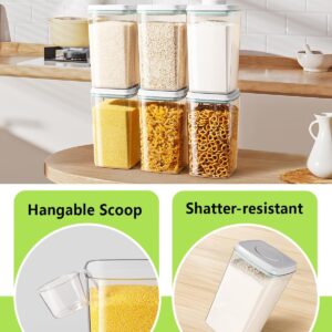 Clear Rectangular Airtight Food Storage Containers with White Lids and Scoops, 4.2 Quart - Image 4
