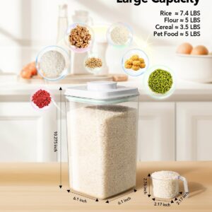 Clear Rectangular Airtight Food Storage Containers with White Lids and Scoops, 4.2 Quart - Image 6