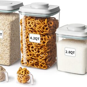 Clear Rectangular Airtight Food Storage Containers with White Lids and Scoops, 4.2 Quart - Image 8