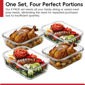 Four Pack 63 Ounce Glass Food Storage Containers With Airtight Lids - Image 4