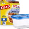 Glad Medium Rectangle Soup Salad Food Storage Containers with Lids, 5 Count