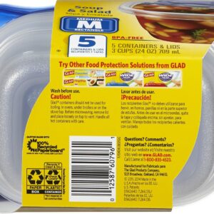 Glad Medium Rectangle Soup Salad Food Storage Containers with Lids, 5 Count - Image 4