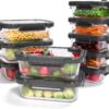 Clear Glass Food Storage Containers with Gray Lids - 10-Pack Rectangular Meal Prep Set