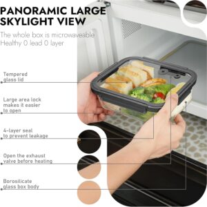 Clear Glass Food Storage Containers with Gray Lids - 10-Pack Rectangular Meal Prep Set - Image 5