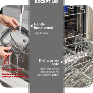 Clear Glass Food Storage Containers with Gray Lids - 10-Pack Rectangular Meal Prep Set - Image 6
