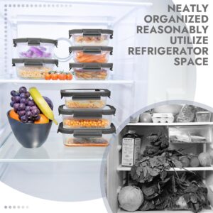 Clear Glass Food Storage Containers with Gray Lids - 10-Pack Rectangular Meal Prep Set - Image 8