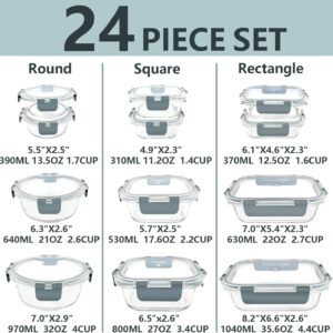Stackable Clear Glass Food Storage Containers with Gray Lids - Image 2