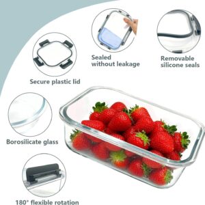 Stackable Clear Glass Food Storage Containers with Gray Lids - Image 3