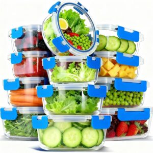 Stackable Clear Glass Food Storage Containers with Gray Lids - Image 9