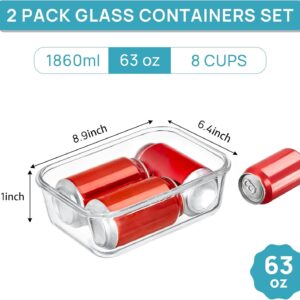 Two Pack Rectangular Glass Food Storage Containers with Airtight Lids - Image 3