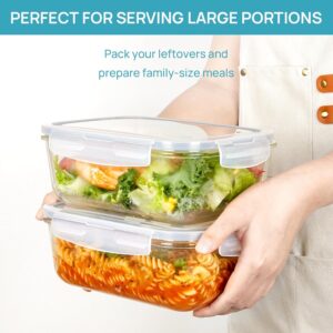 Two Pack Rectangular Glass Food Storage Containers with Airtight Lids - Image 4